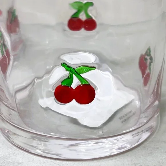 3 Cherry Icon Juice Drinking Glass Set - Picture 2 of 3
